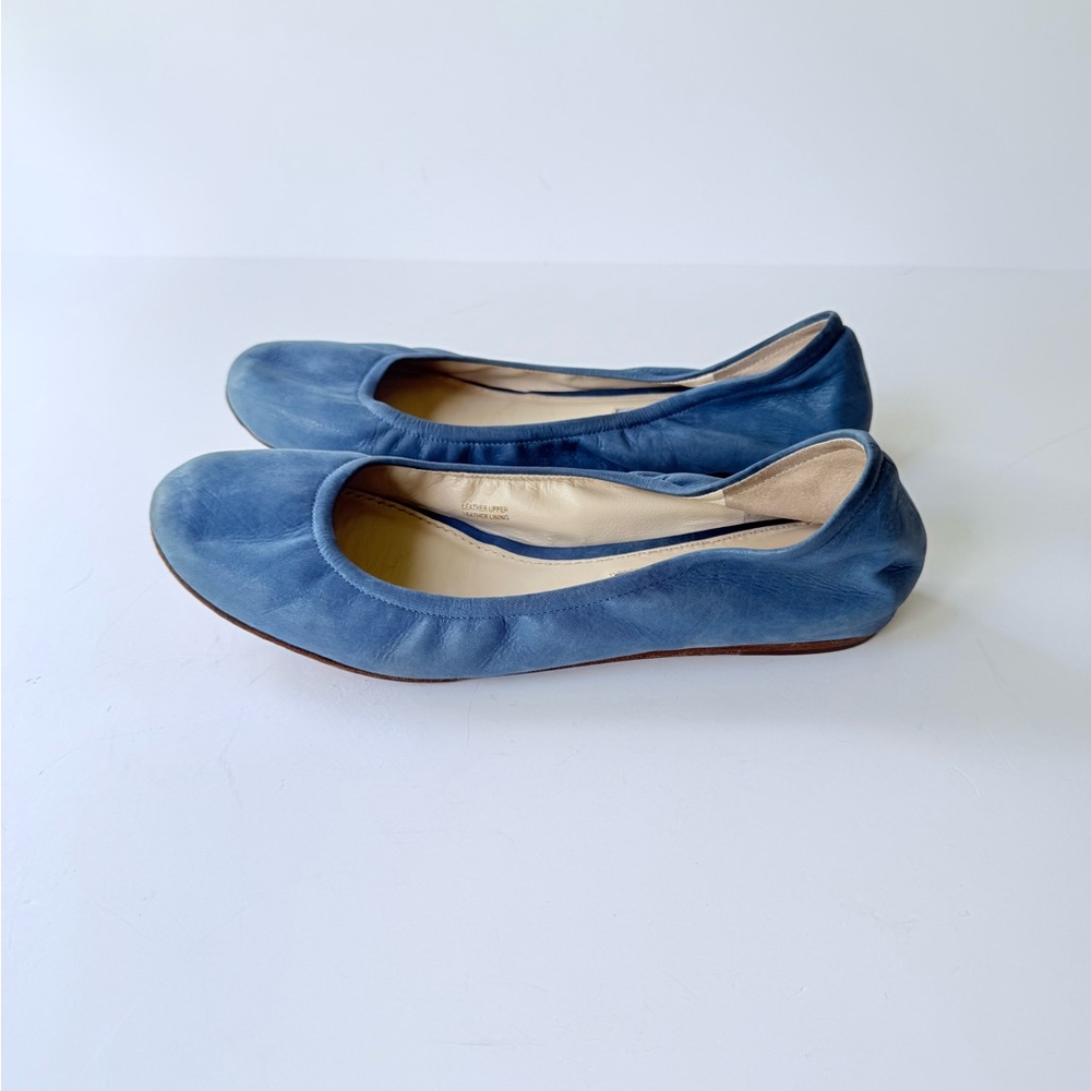 Vera Wang Lavendar Label Leather Ballet Flats in Blue Shimmer Size 8 - Picture 7 of 16